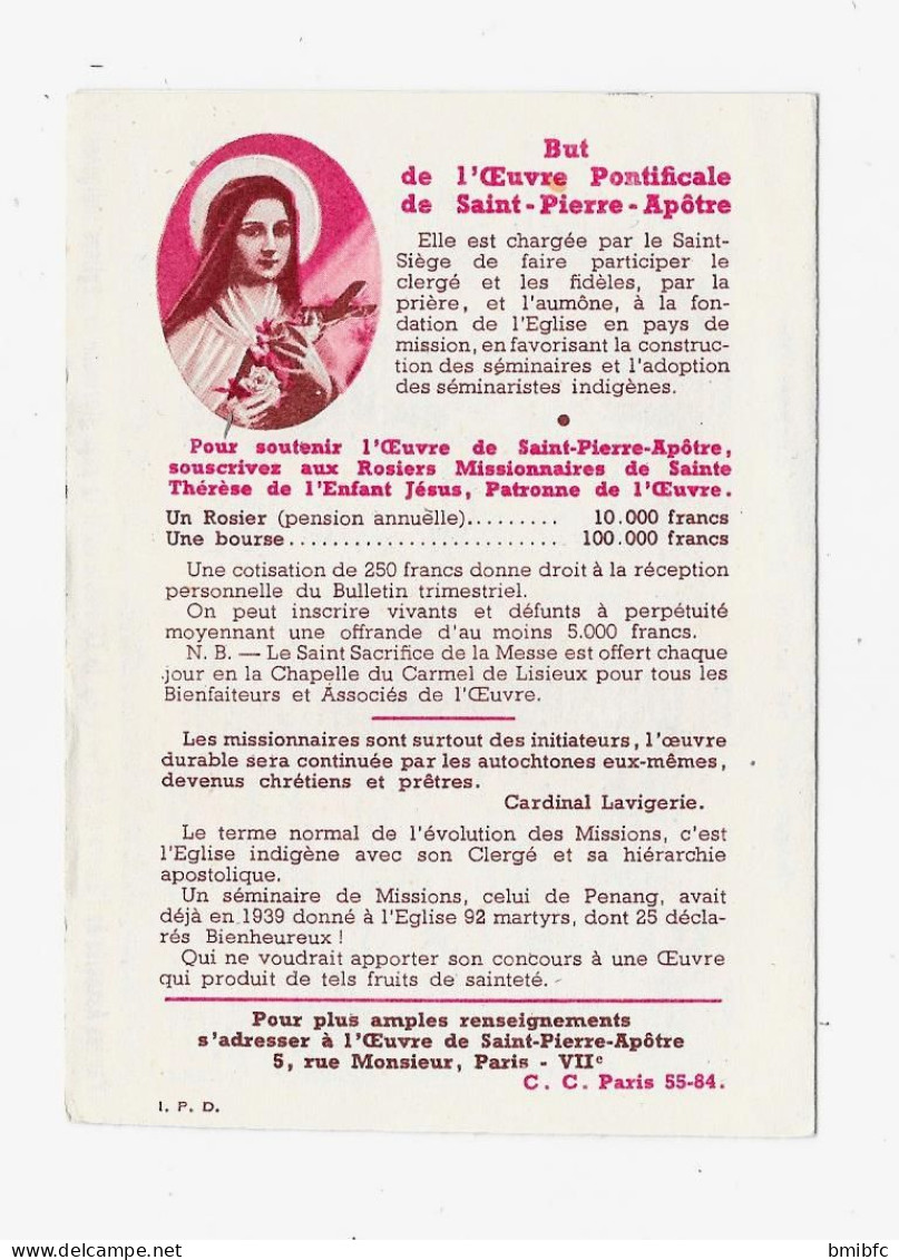 Calendrier 1954 - L'Œuvre Pontificale De Saint-Pierre Apôtre - Small : 1941-60