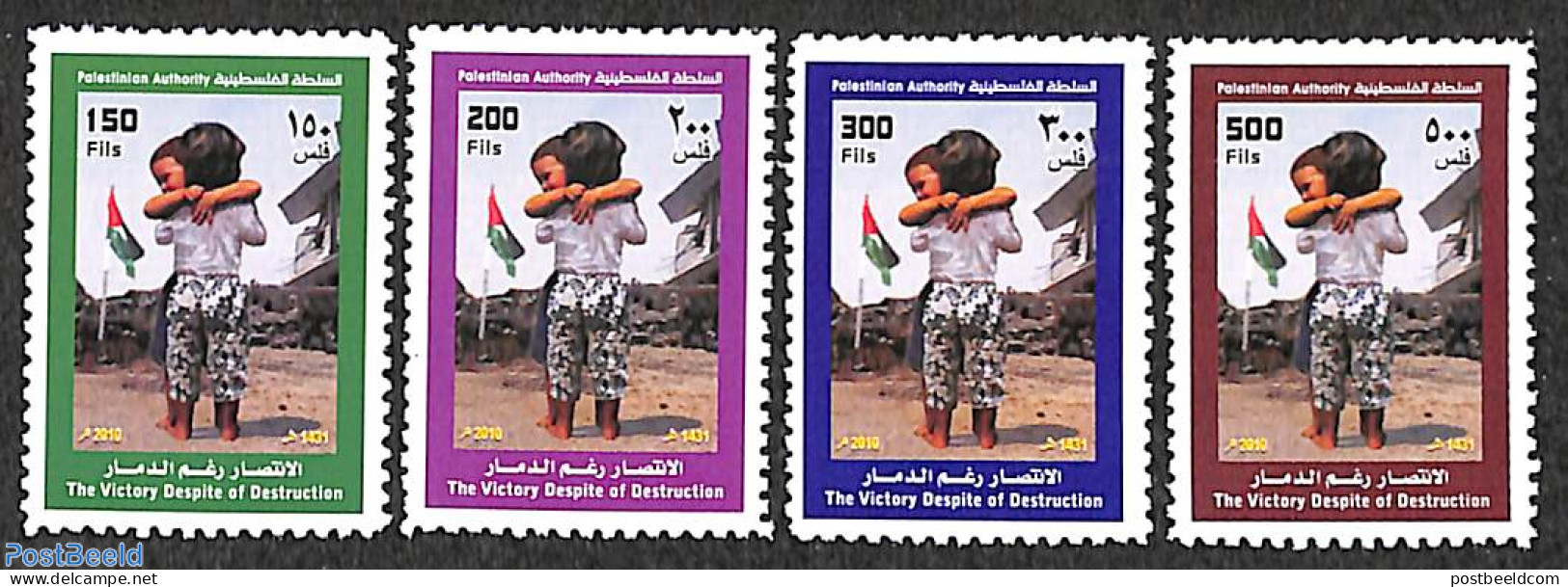 Palestinian Terr. 2010 Victory Despite Destruction 4v, Mint NH - Palestine