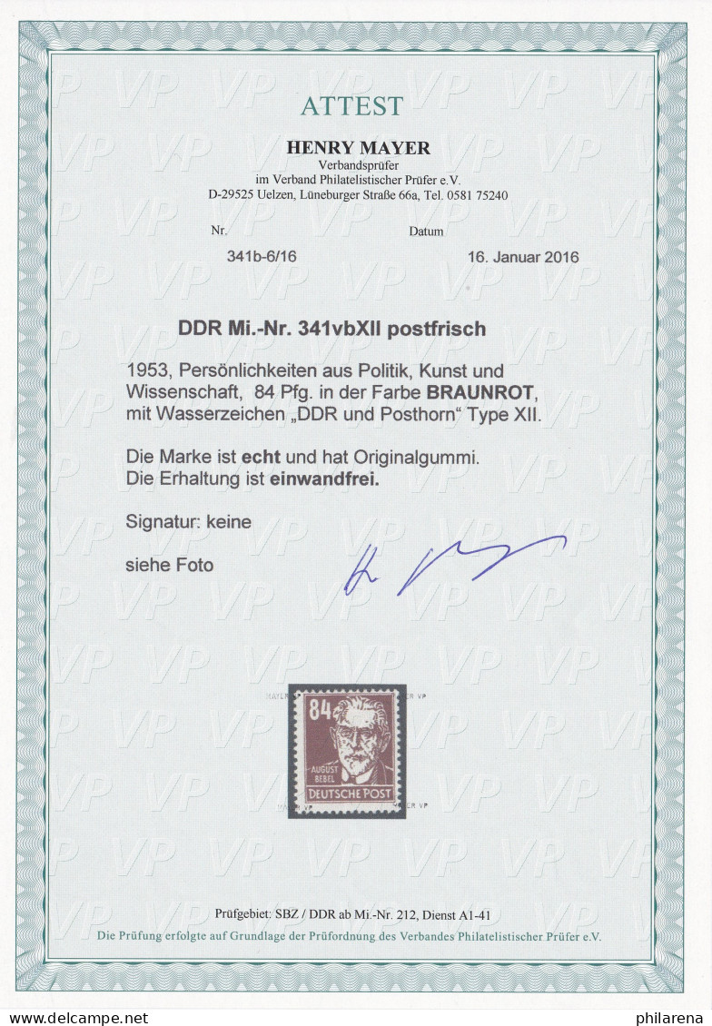 DDR: MiNr. 341 Vb XII, Postfrisch - Neufs