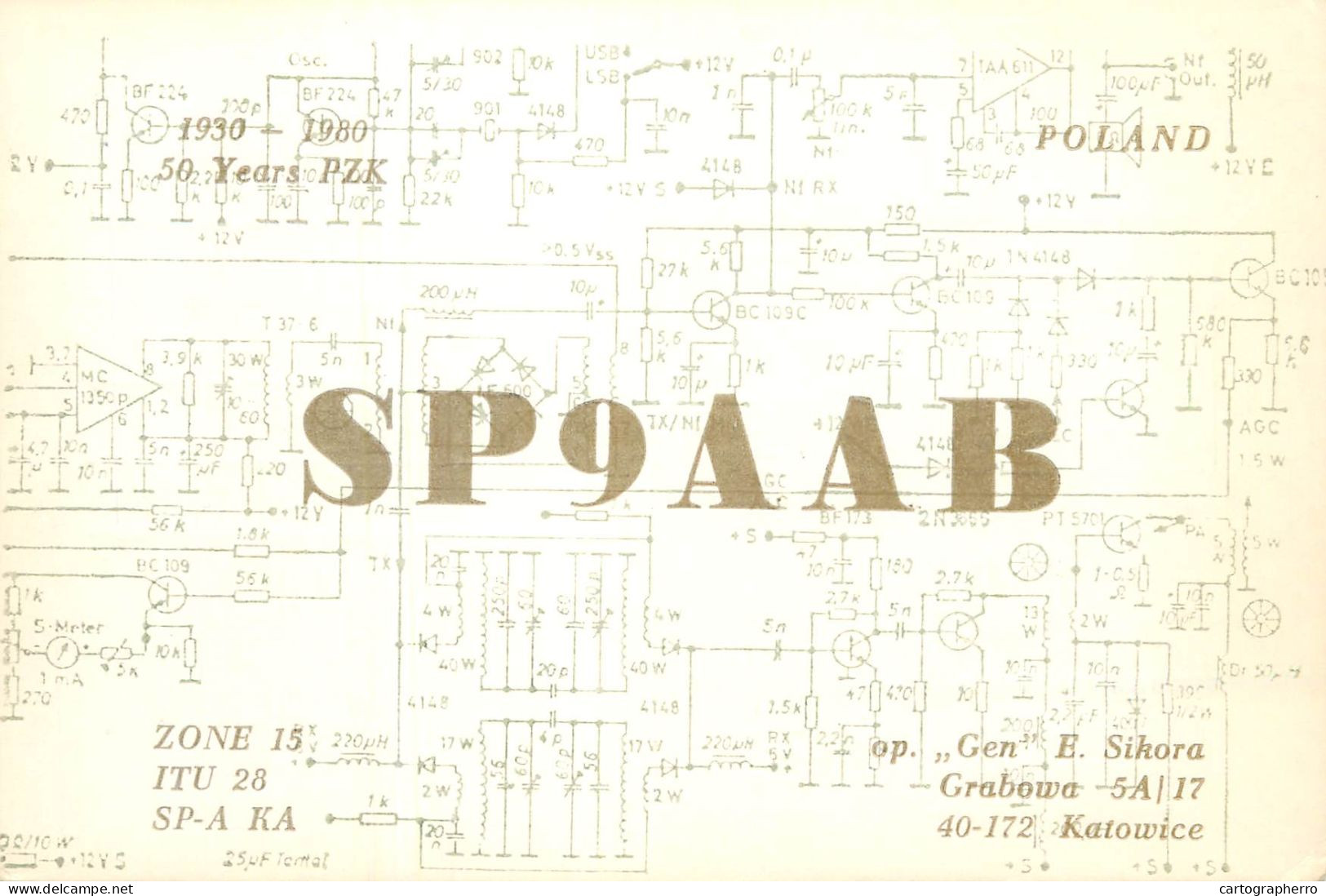 Polish Amateur Radio Station QSL Card Poland Y03CD SP9AAB - Amateurfunk