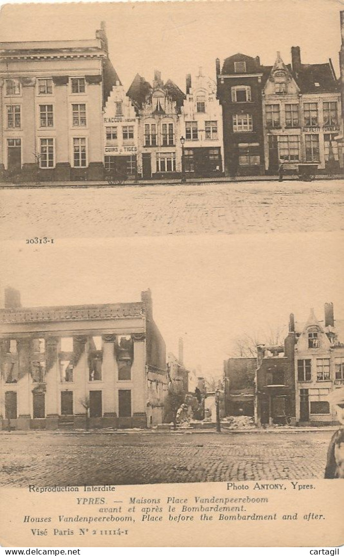 CPA-16508-Belgique -Ypres -2 Vues  D'un Quartier En Vision "avant Et Après" Destructions -guerre 14-18-Livraison Offerte - Ieper