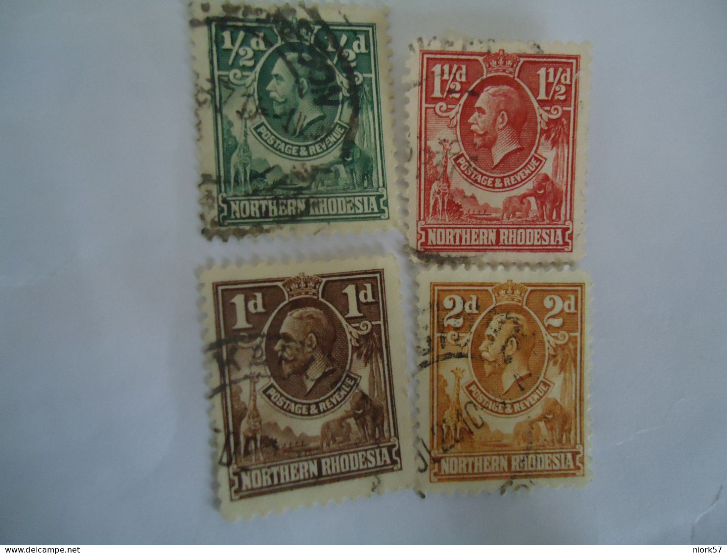 NORTHEN  RHODESIA  USED STAMPS  4 KINGS  WITH POSTMARK - Northern Rhodesia (...-1963)