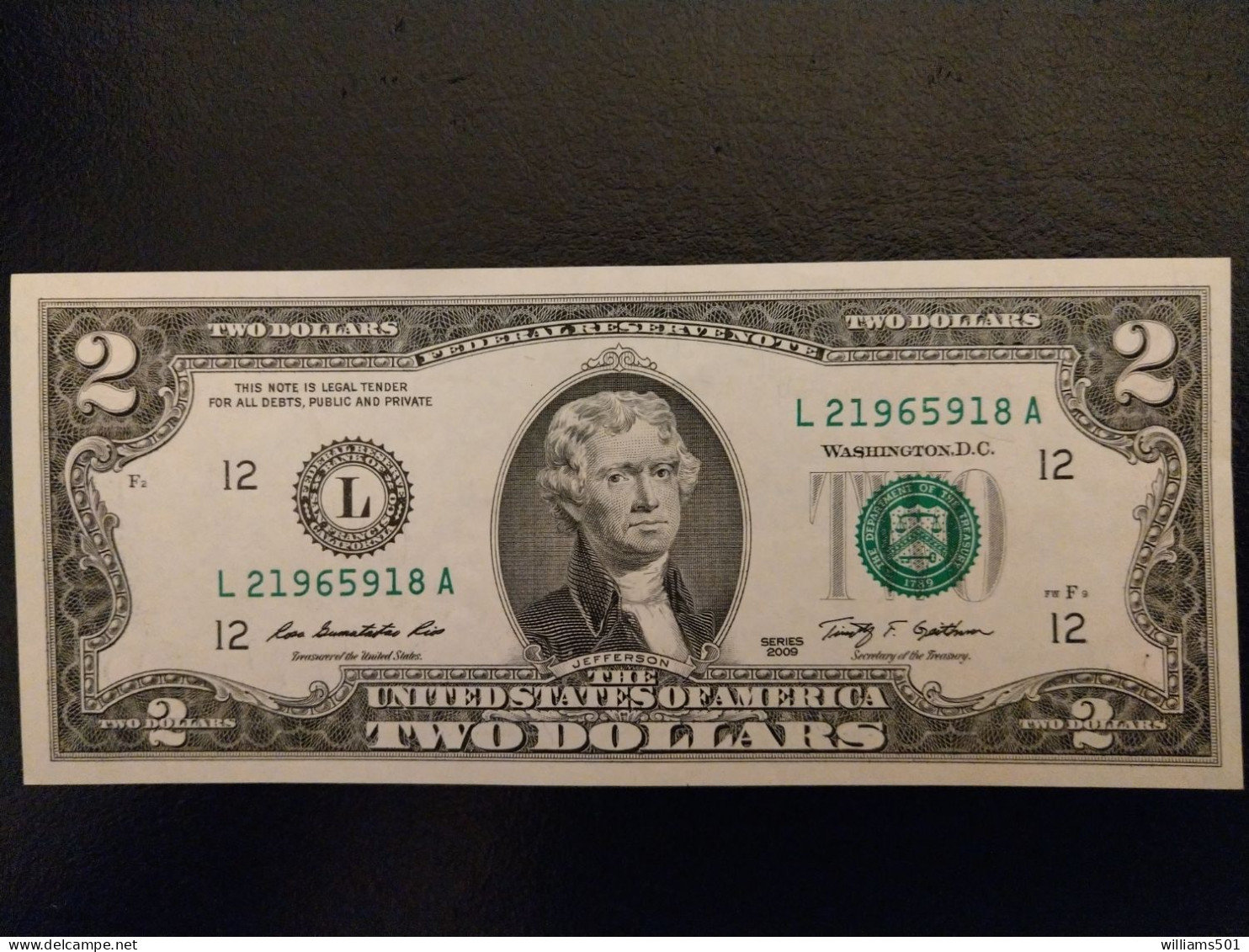 2US-$ Note Federal Reserve - 2009 San Francisco - Federal Reserve (1928-...)