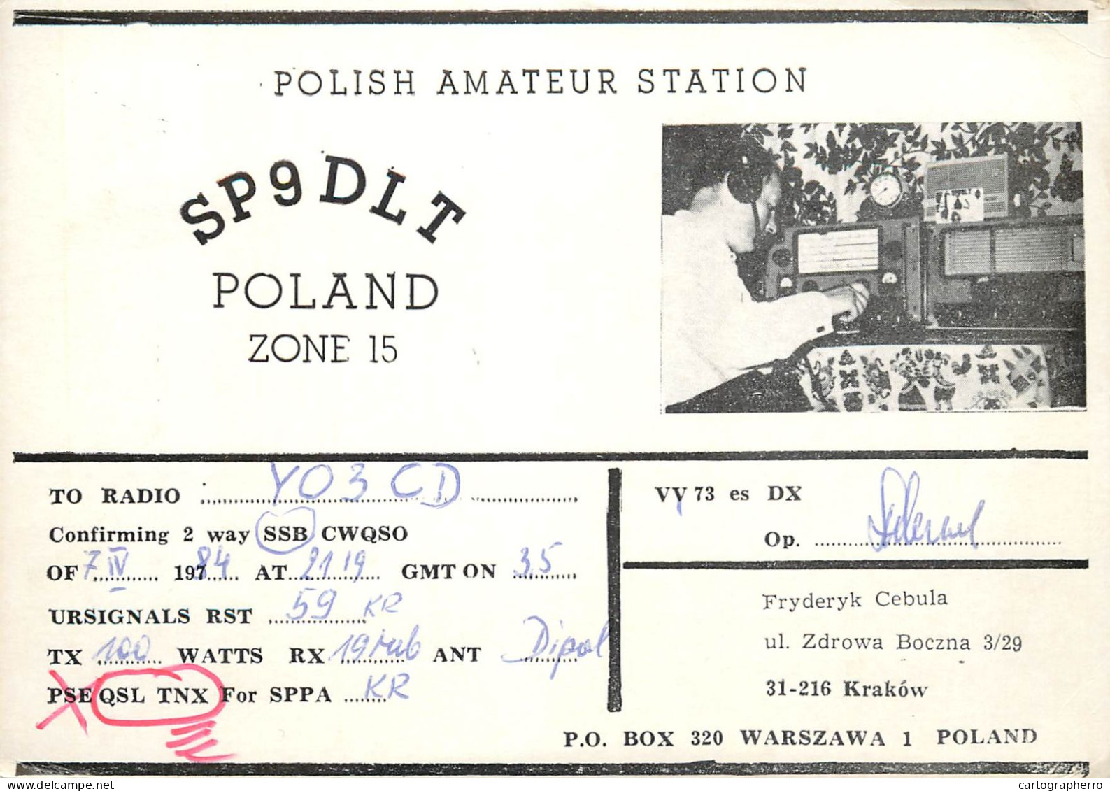 Polish Amateur Radio Station QSL Card Poland Y03CD SP9DLT - Amateurfunk