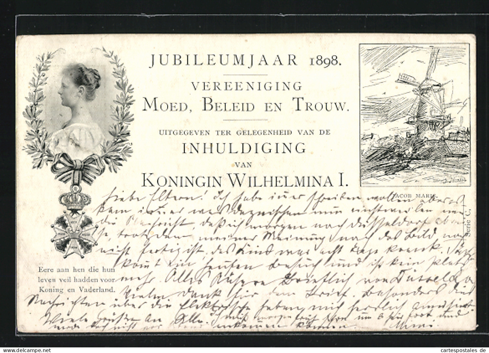 AK Jubileumjaar 1898, Vereeniging Moed, Beleid En Trouw, Inhuldiging Van Koningin Wilhelmina I.  - Royal Families