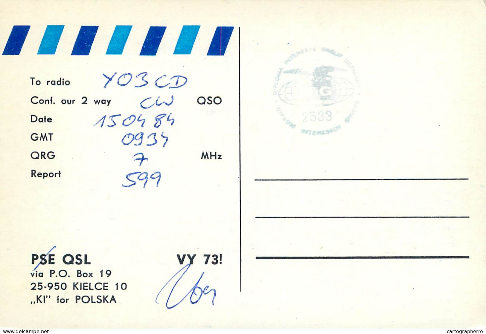 Polish Amateur Radio Station QSL Card Poland SP7AW - Radio Amateur