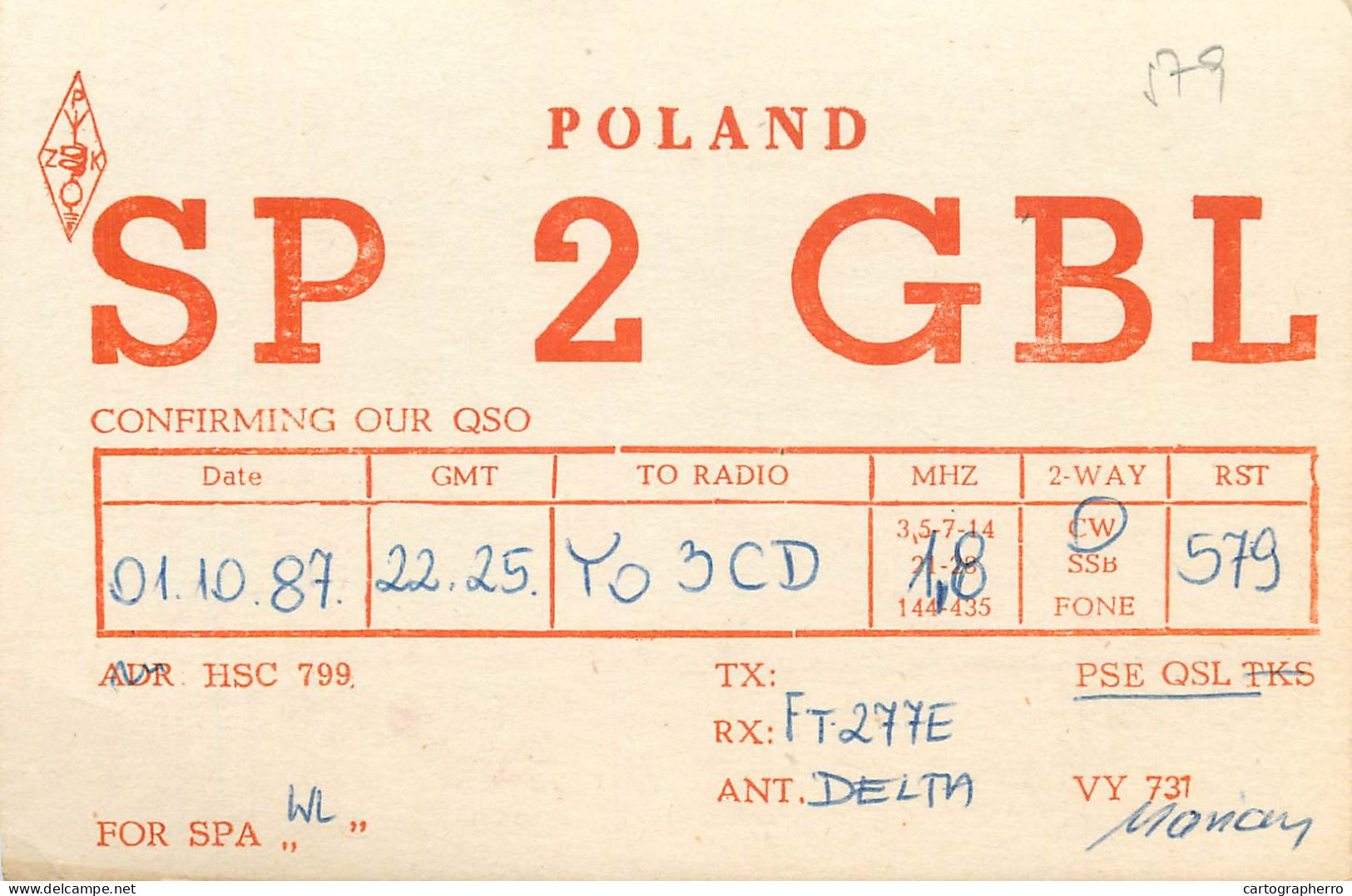 Polish Amateur Radio Station QSL Card Poland SP2GBL - Amateurfunk