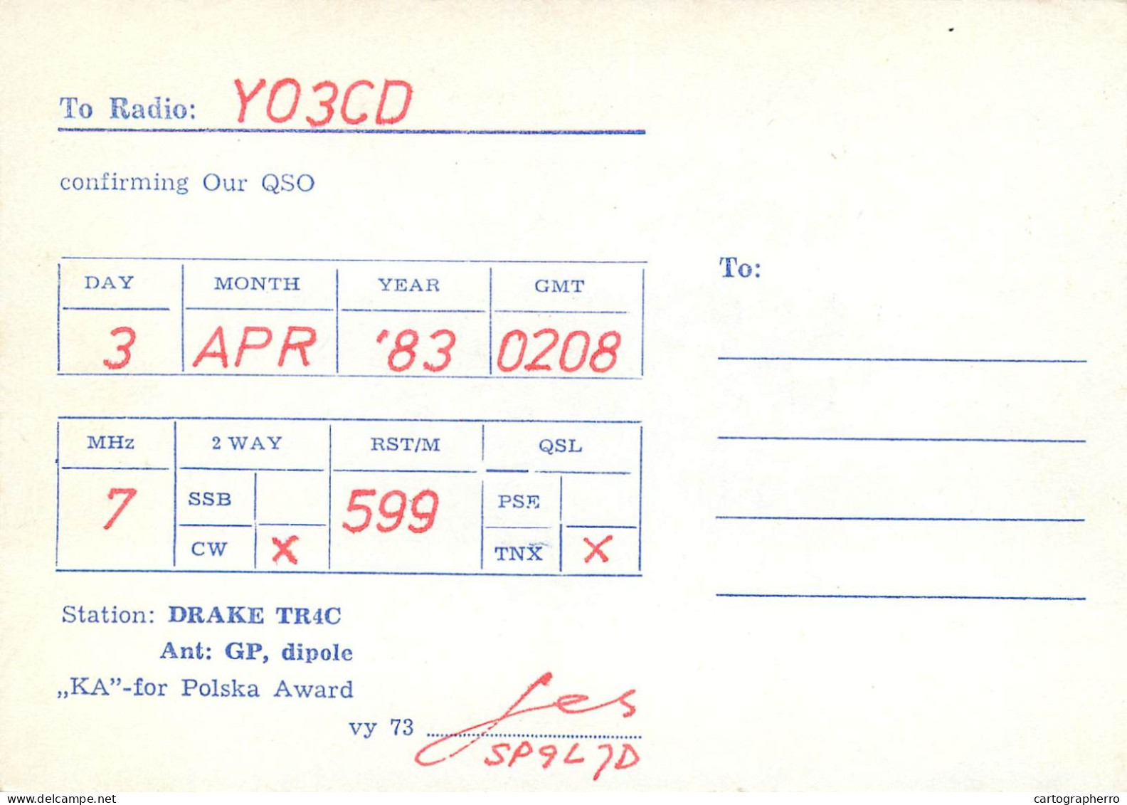 Polish Amateur Radio Station QSL Card Poland SP9PRO - Amateurfunk