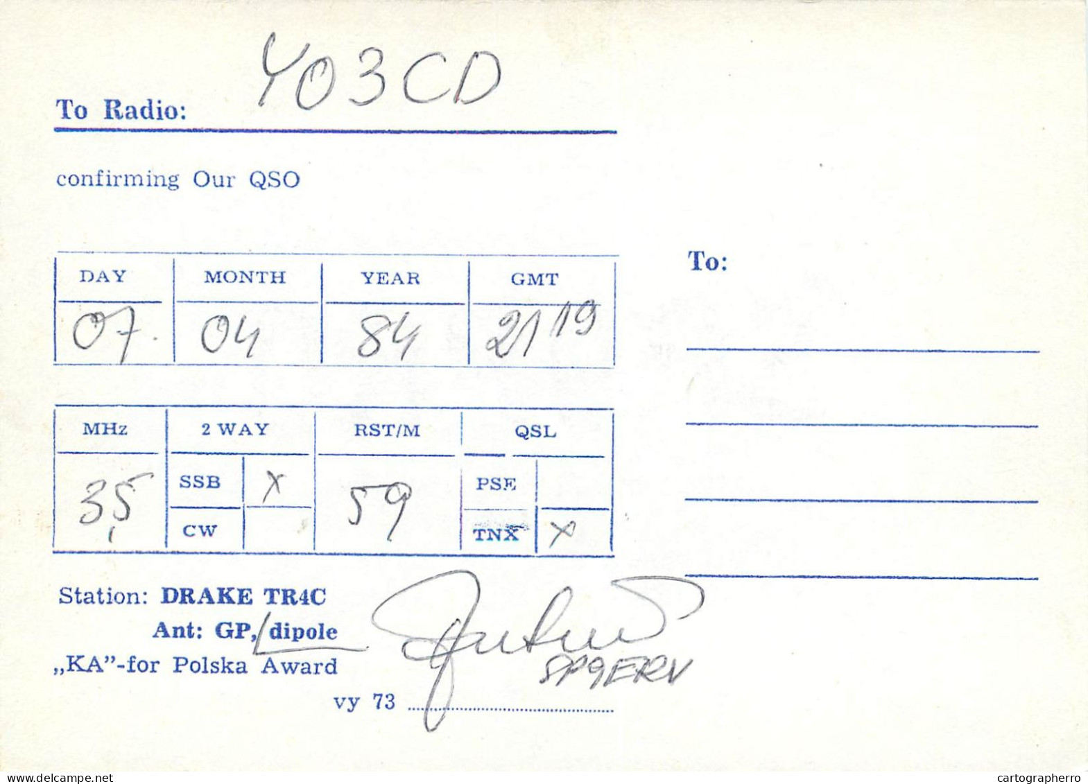 Polish Amateur Radio Station QSL Card Poland SP9PRO - Radio Amateur