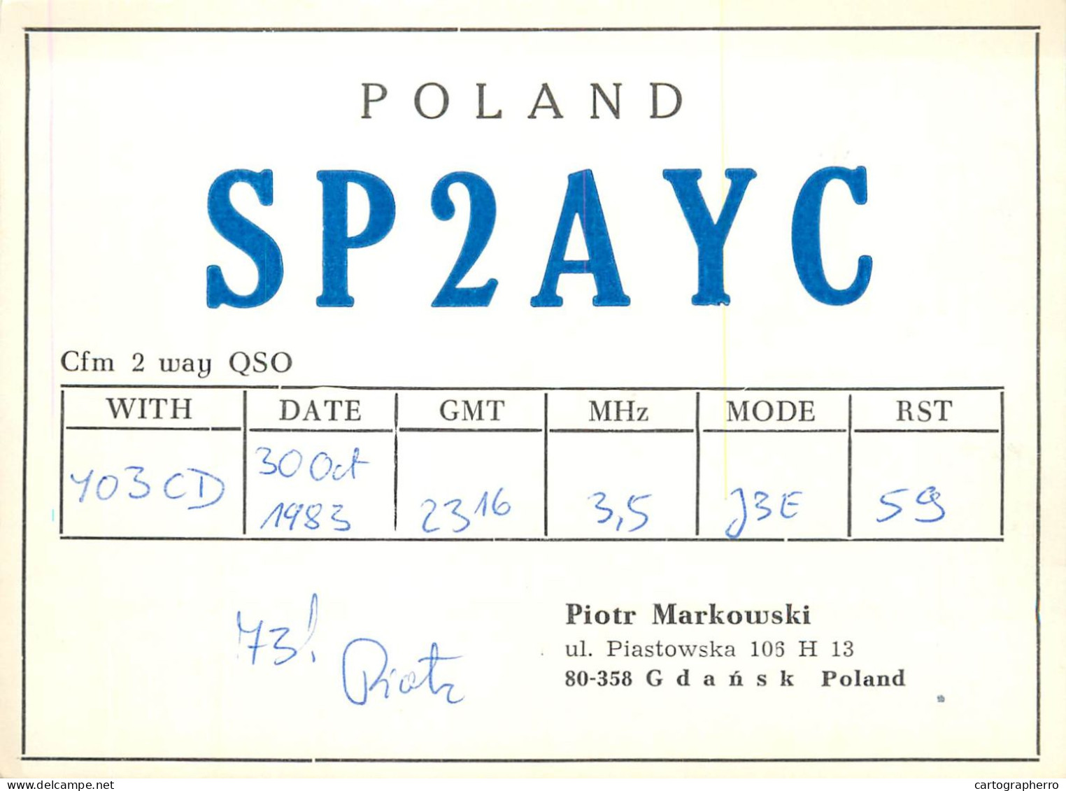 Polish Amateur Radio Station QSL Card Poland SP2AYC - Amateurfunk