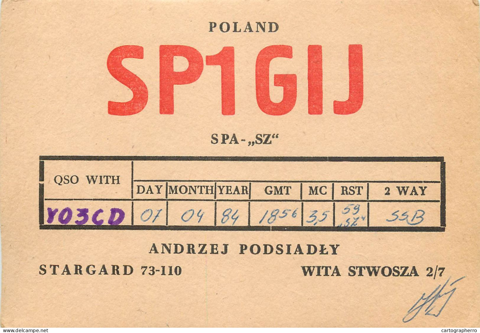 Polish Amateur Radio Station QSL Card Poland SP1GIJ - Amateurfunk
