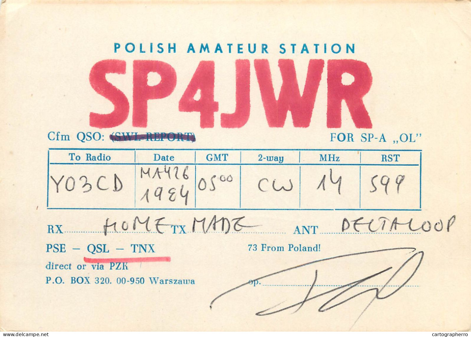 Polish Amateur Radio Station QSL Card Poland SP4JWR - Radio Amateur