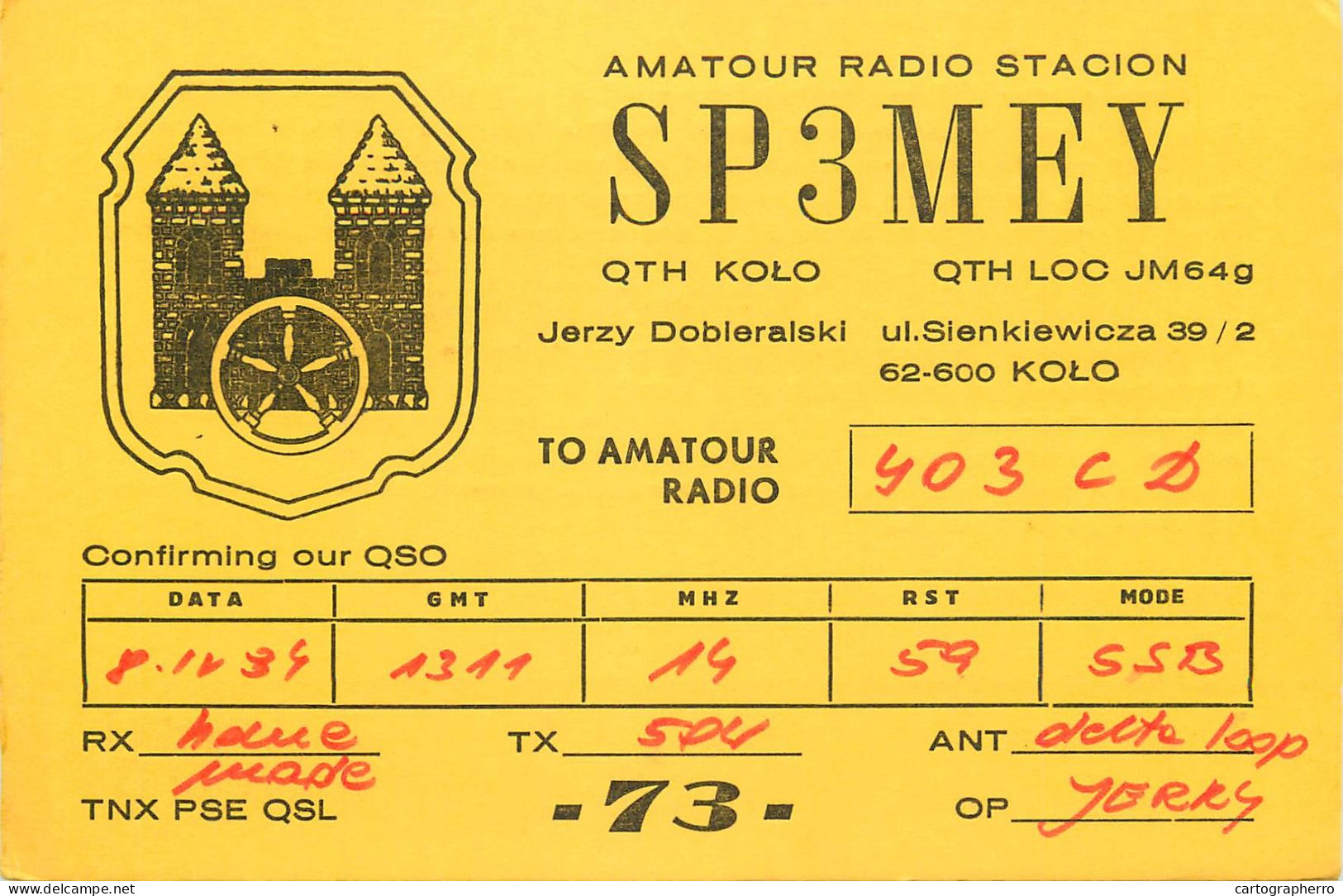 Polish Amateur Radio Station QSL Card Poland SP3MEY - Radio Amateur