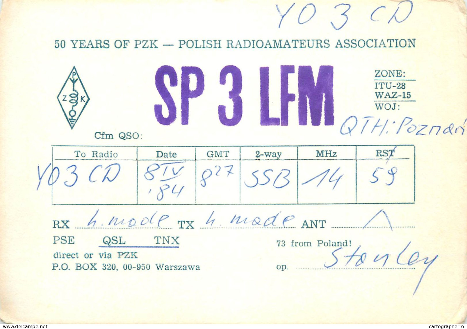 Polish Amateur Radio Station QSL Card Poland SP3LFM - Radio Amateur