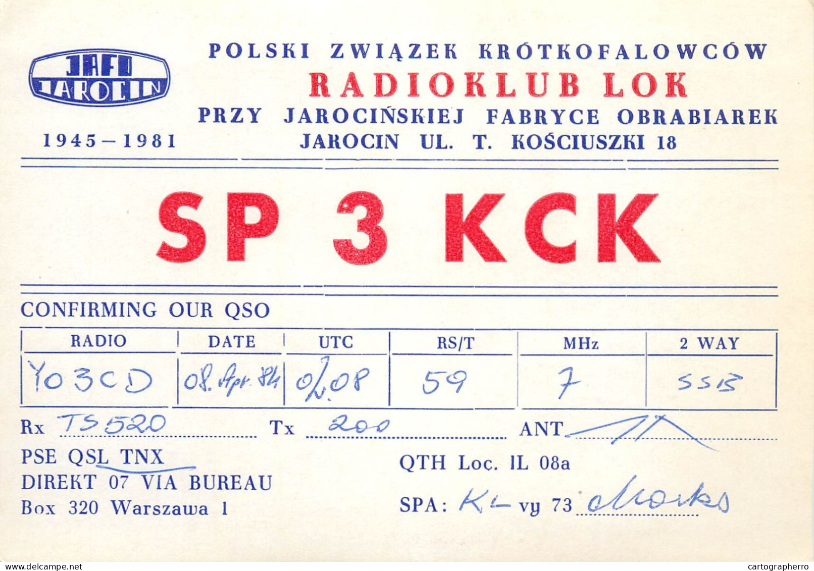 Polish Amateur Radio Station QSL Card Poland SP3KCK - Radio Amateur