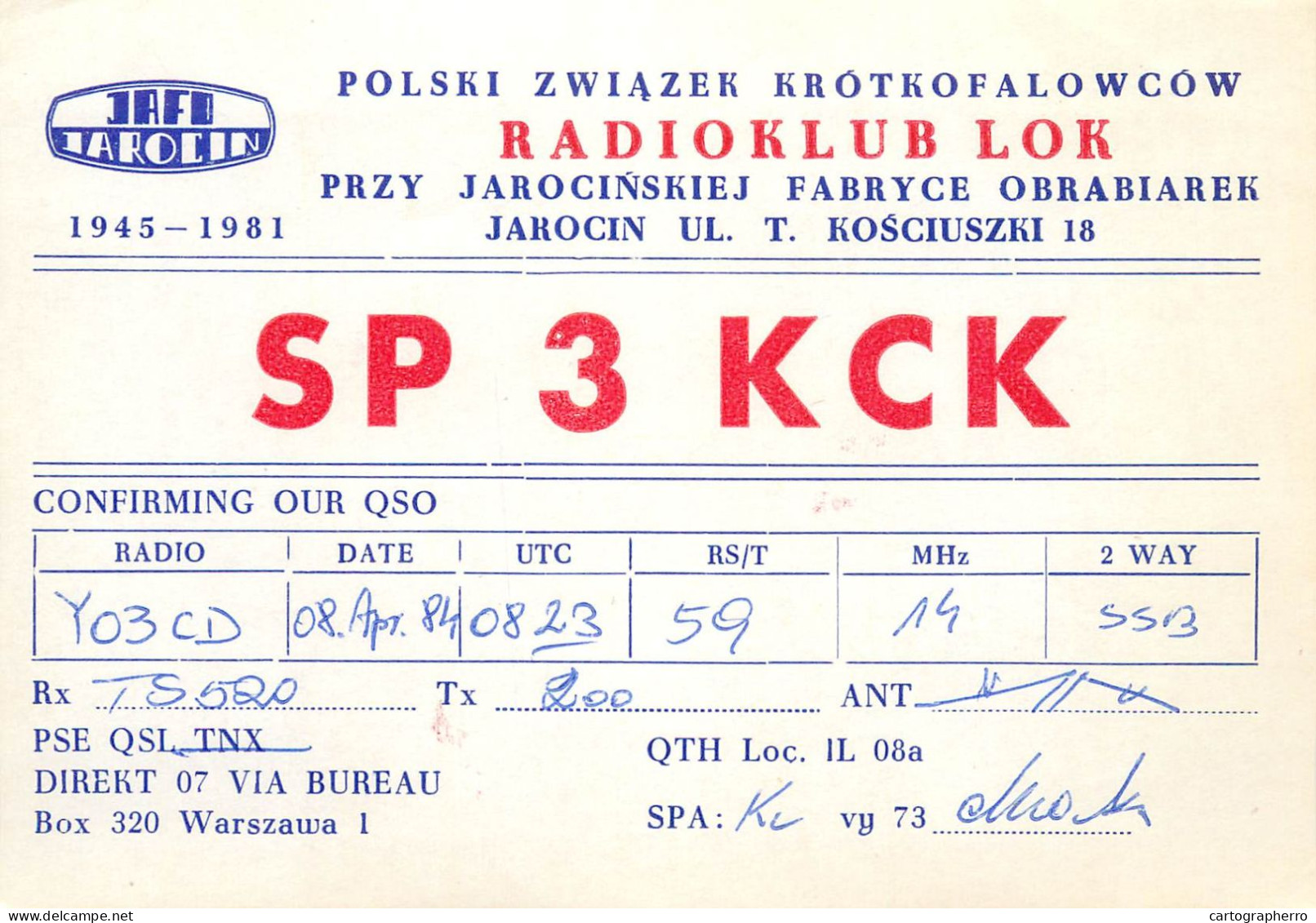 Polish Amateur Radio Station QSL Card Poland SP3KCK - Radio Amateur