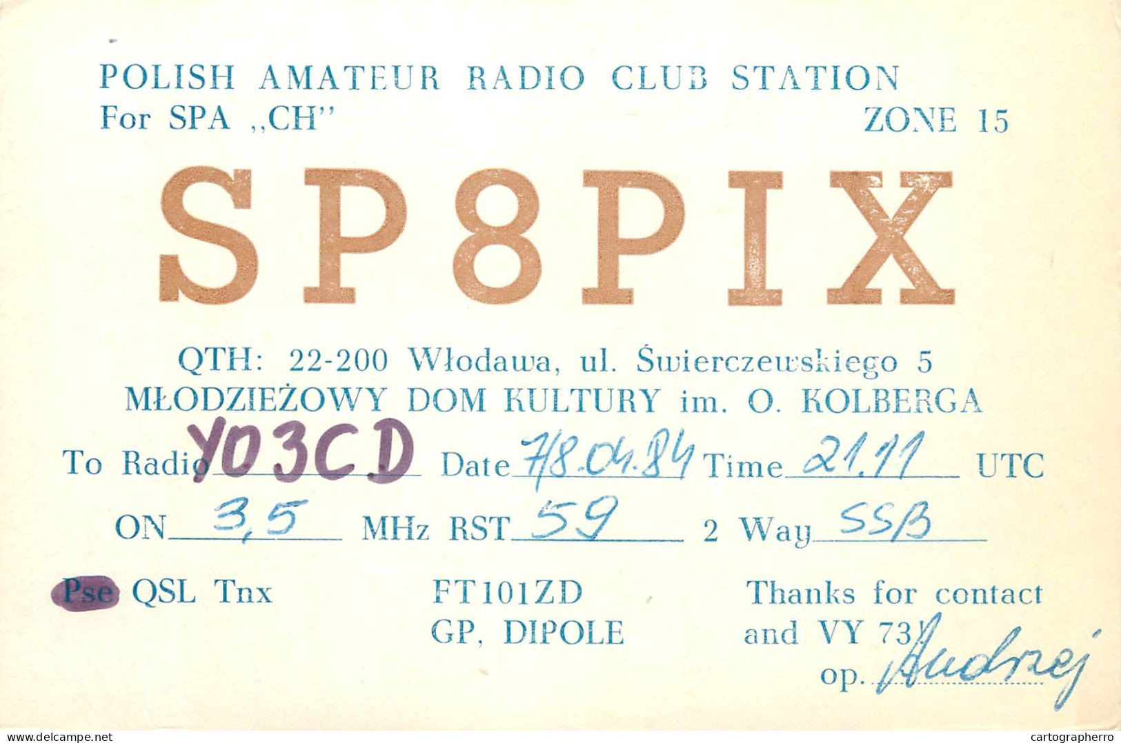 Polish Amateur Radio Station QSL Card Poland SP8PIX - Radio Amateur