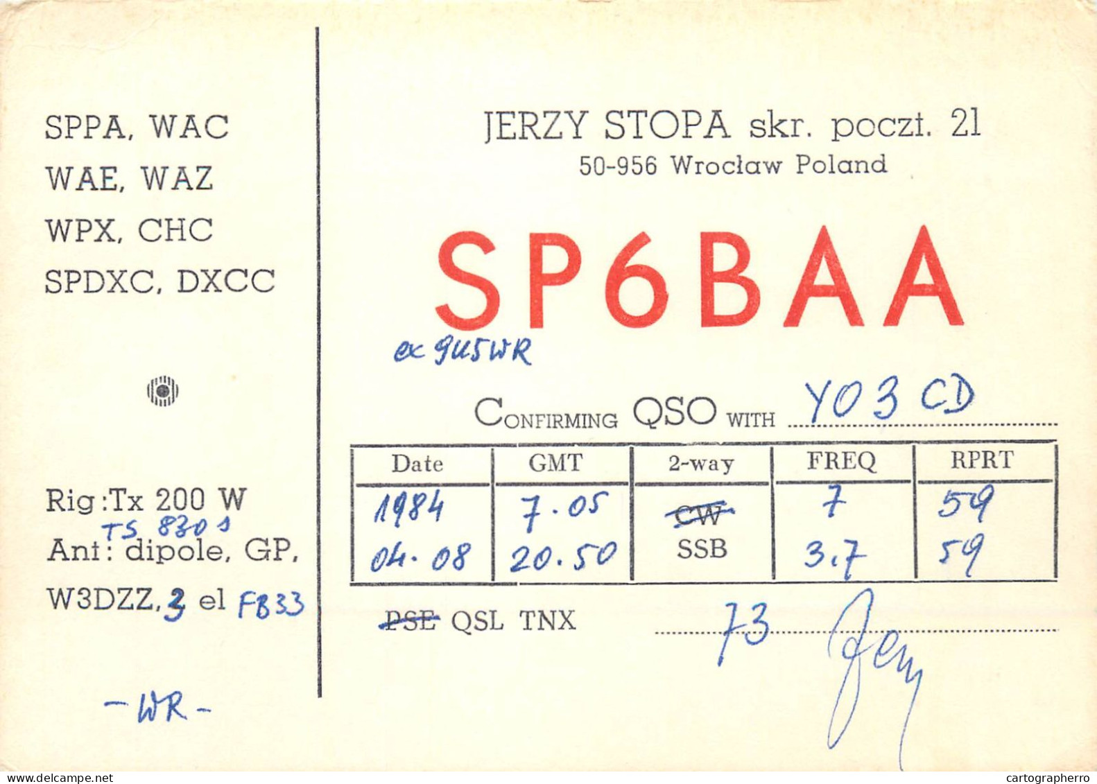 Polish Amateur Radio Station QSL Card Poland SP6BAA - Radio Amateur