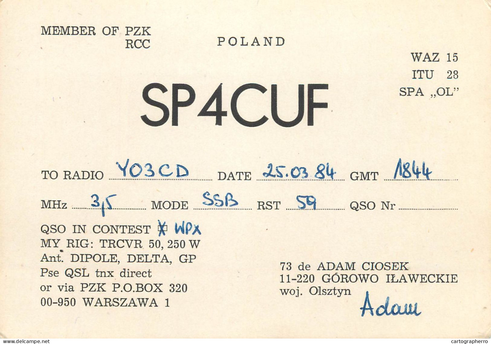 Polish Amateur Radio Station QSL Card Poland SP4CUF - Radio Amatoriale