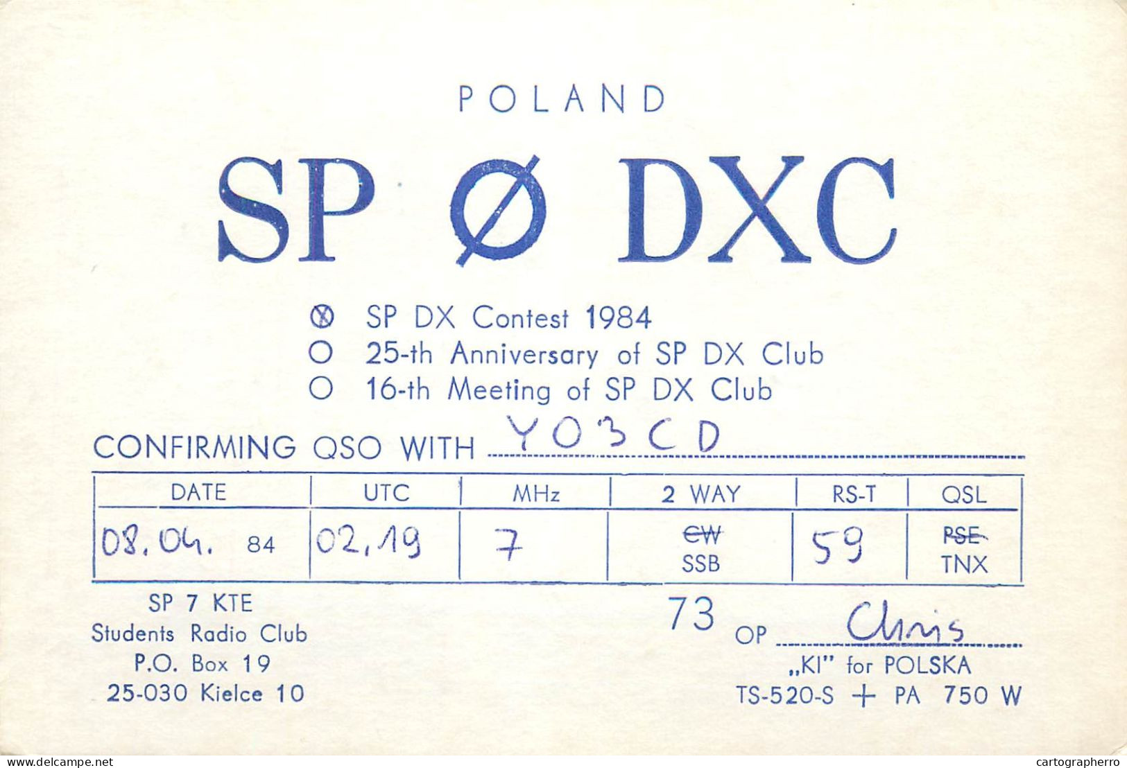 Polish Amateur Radio Station QSL Card Poland SP0DXC - Radio Amatoriale