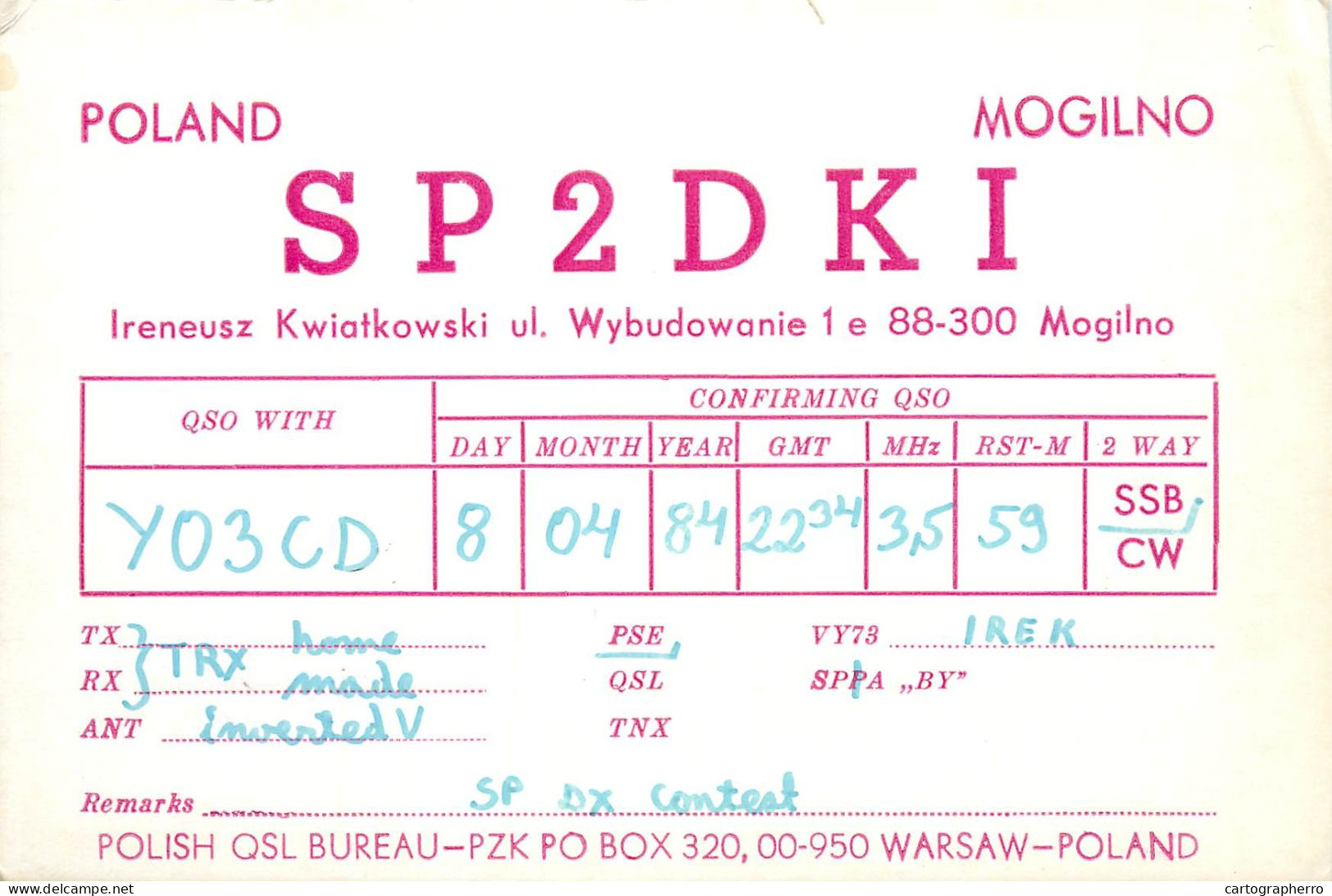 Polish Amateur Radio Station QSL Card Poland SP2DKI - Radio Amatoriale