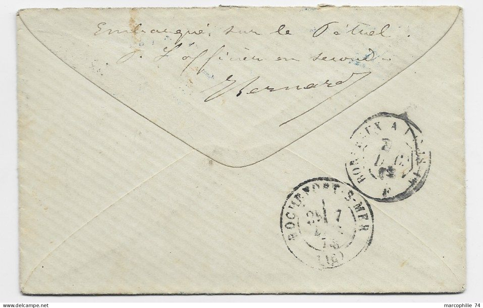 COLONIES CERES 5C BANDEX3+15C  SUPERBE LOSANGE BLEU SNG OCTOG ?? 26 AVRIL 1874 ST LETTRE MME VIAUD LOTI + VERSO RARE - Ceres