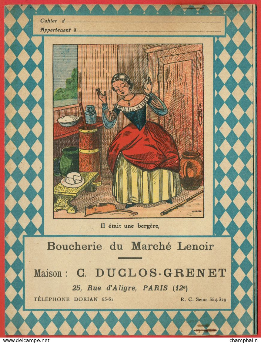 Protège-Cahier - Boucherie Du Marché Lenoir C. Duclos-Grenet à Paris (75) - Il était Une Bergère - Dessin R. Maurel - Alimentare