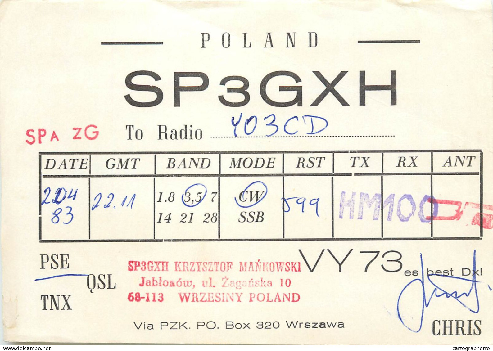 Polish Amateur Radio Station QSL Card Poland SP3GXH - Radio Amateur
