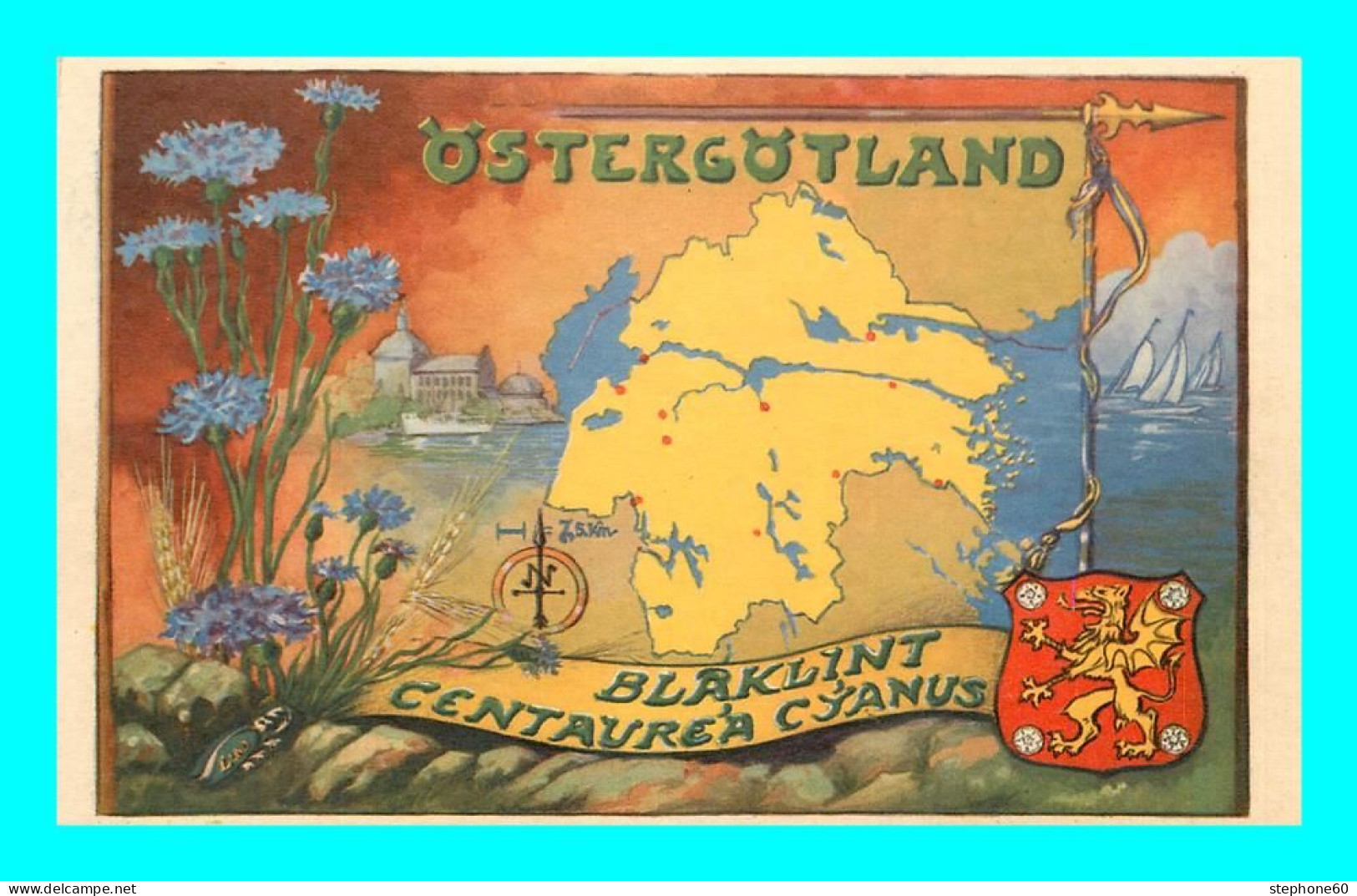 A944 / 723 Suède Ostergotland ( Type Carte Geographique ) - Schweden