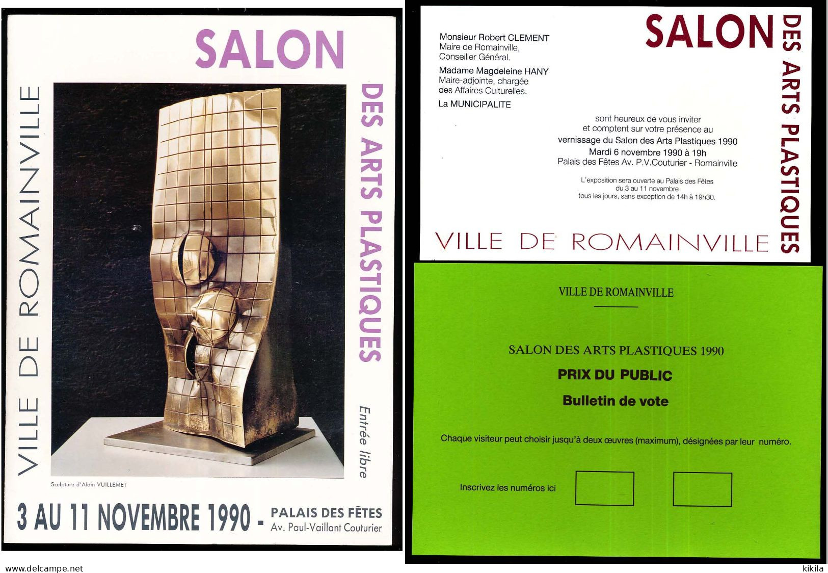 Livret SALON DES ARTS PLASTIQUES De Romainville Seine Saint-Denis Du 03 Au 11-11-1990 + Invitation + Bulletin De Vote - Programmes