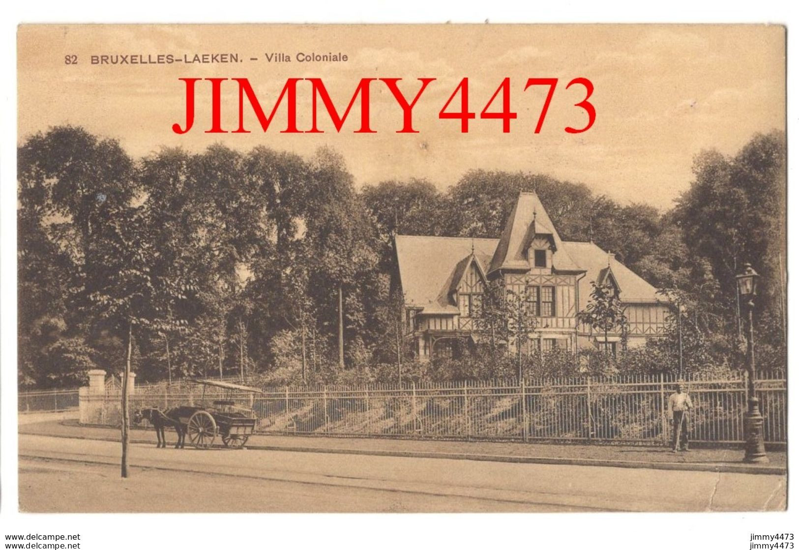 CPA - BRUXELLES-LAEKEN En 1919 - Villa Coloniale ( Rue Bien Animée, Attelages ) N° 82 Cliché F. Walschaerts - International Institutions