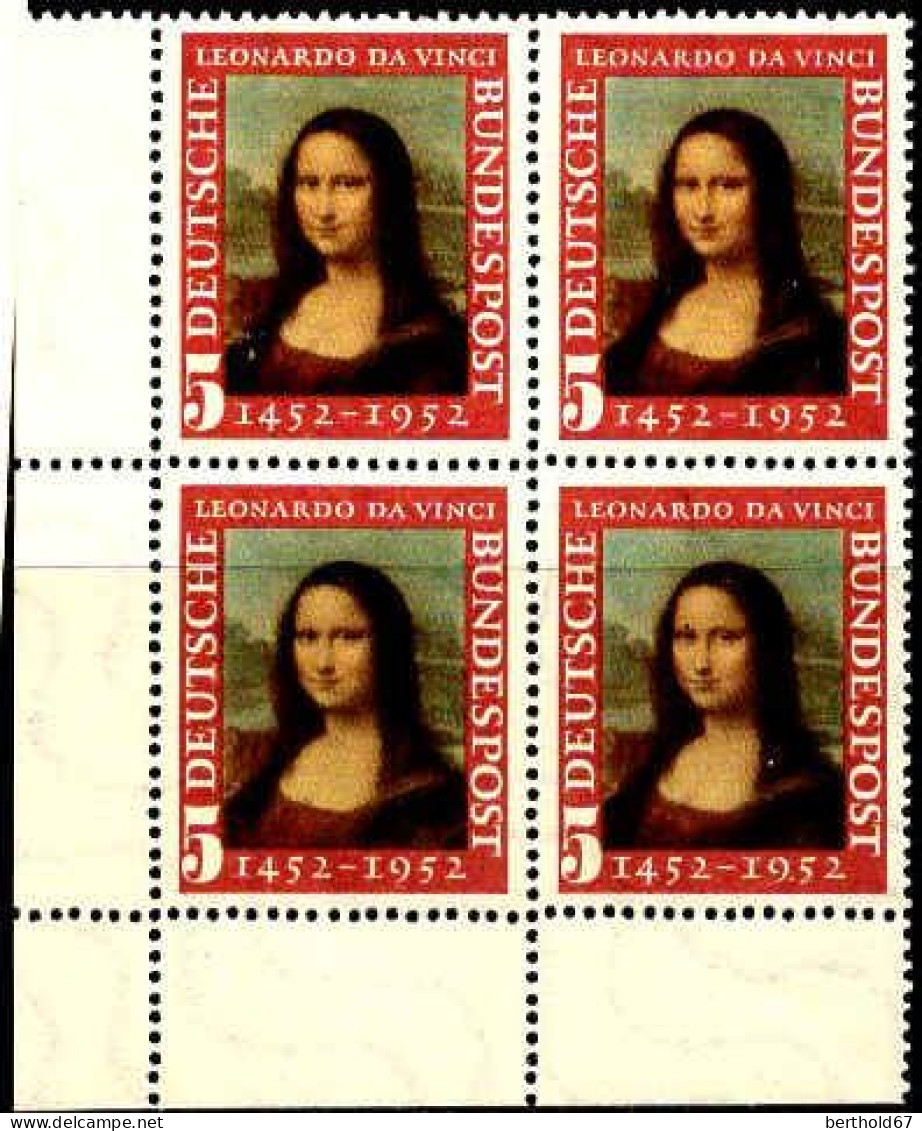 RFA Poste N** Yv:  34 Mi:148 Leonardo Da Vinci La Joconde Coin D.feuille X4 - Unused Stamps