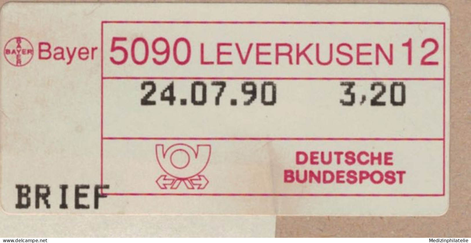 Bayer Leverkusen 1990 Label Brief - Medicine