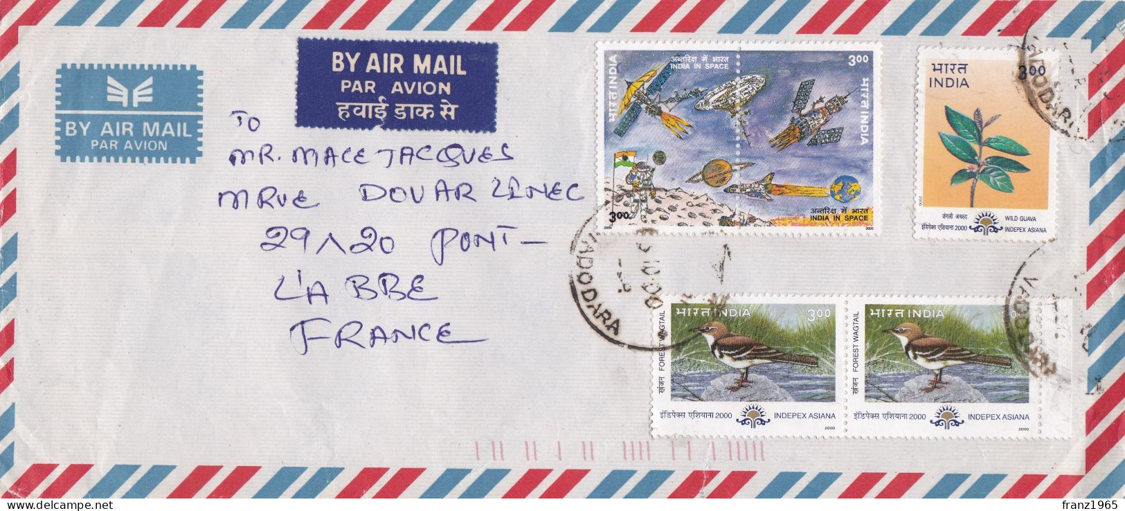 From India To France - 2000 - Storia Postale