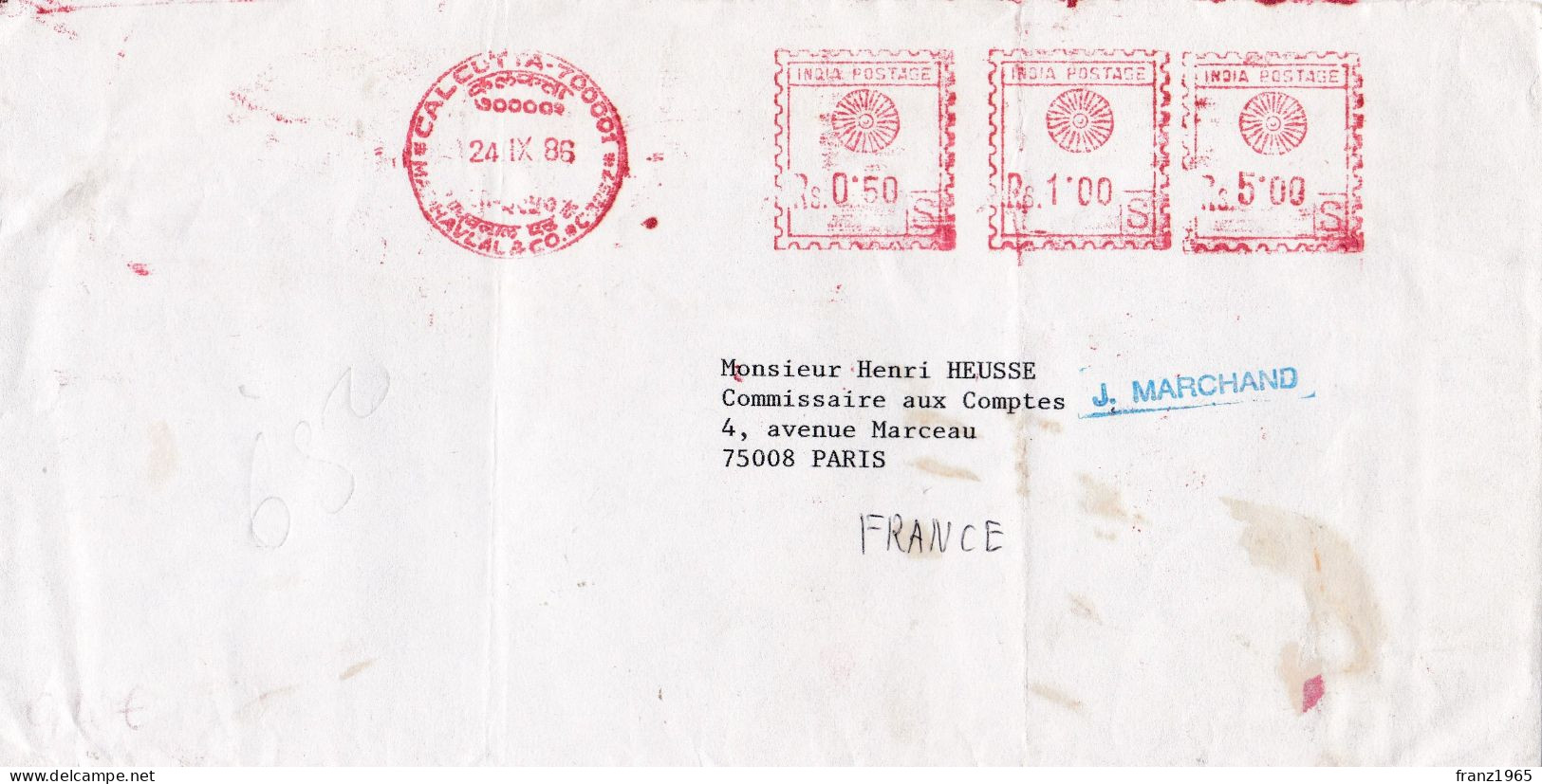 From India To France - 1986 - Covers & Documents