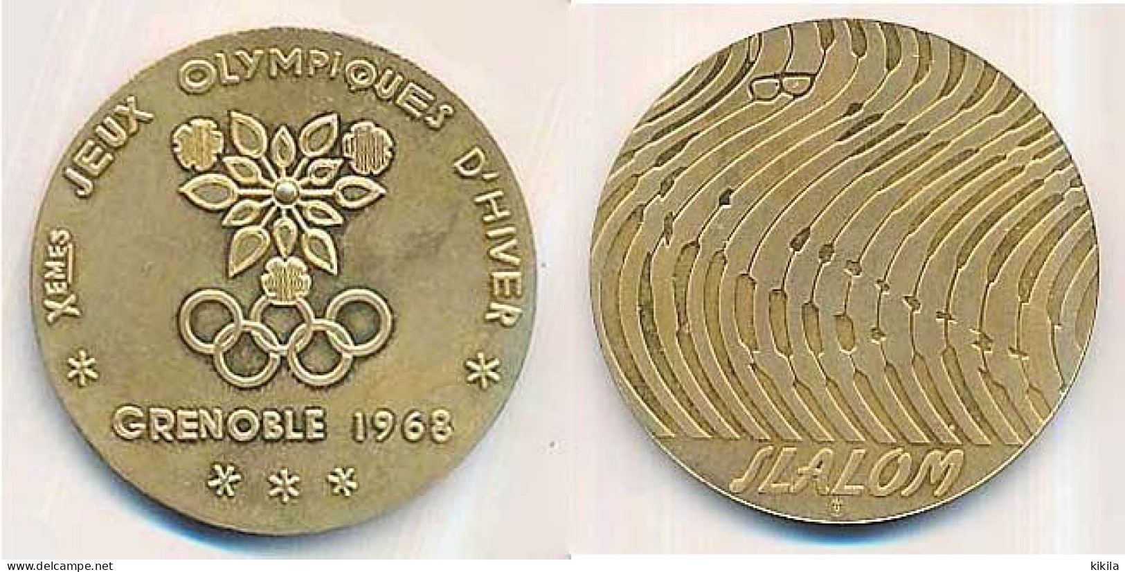 Reproduction De La Médaille D'or Slalom X° Jeux Olympiques D'Hiver De GRENOBLE 1968  Olympic Games 68 - Kleding, Souvenirs & Andere