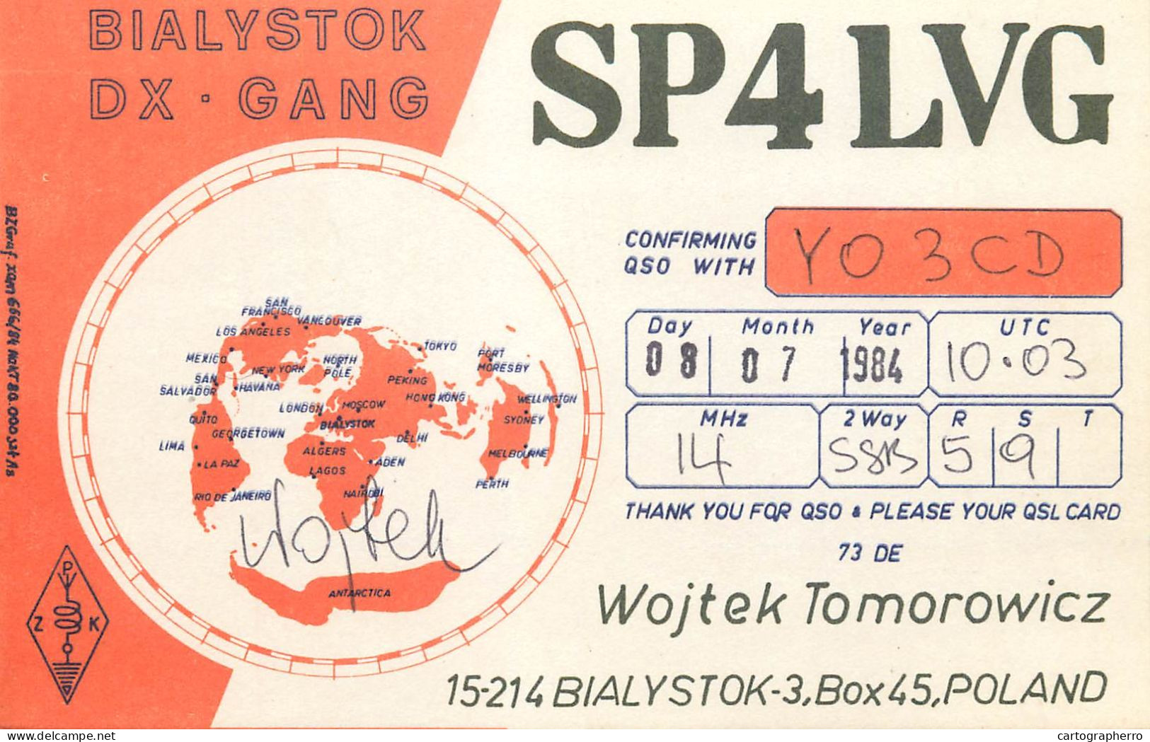 Polish Amateur Radio Station QSL Card Poland Y03CD SP4LVG - Radio Amateur