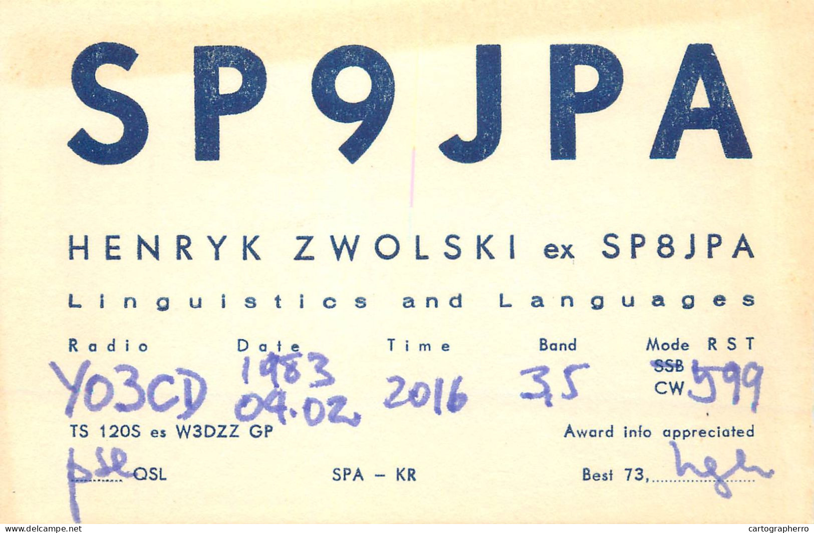 Polish Amateur Radio Station QSL Card Poland Y03CD SP9JPA - Radio Amateur