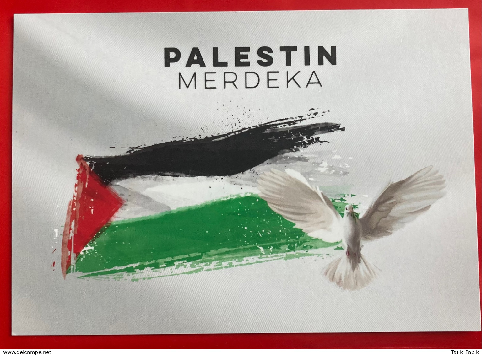 2023 Malaisie Malaysia Free Palestine Flag Israel Jew Muslim Jerusalem Al Quds Map Border Logo Post Card Peace Bird - Maleisië (1964-...)