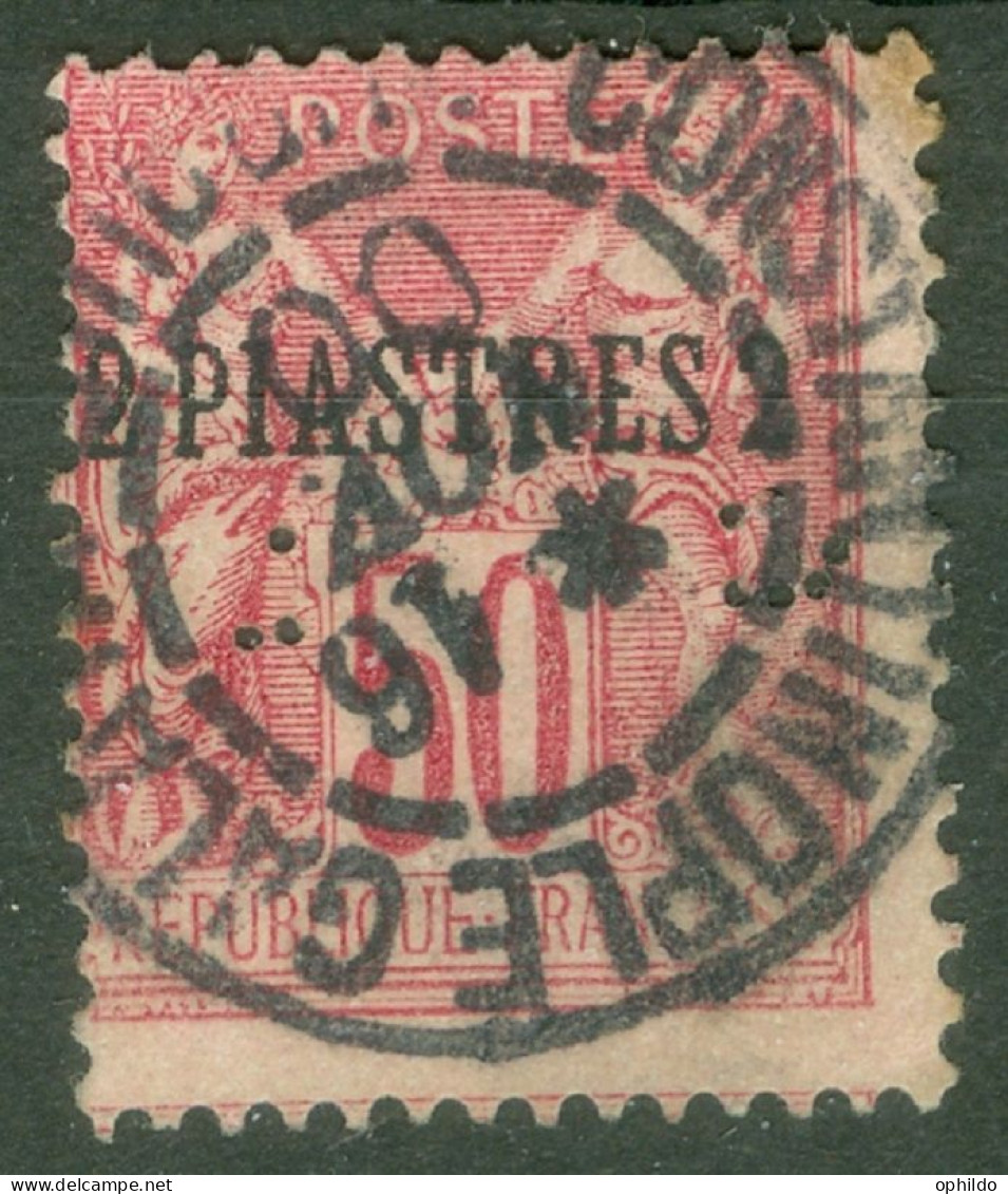 Levant 5 Ob TB Constantinople Galata Turquie Et Perforé C.L - Used Stamps