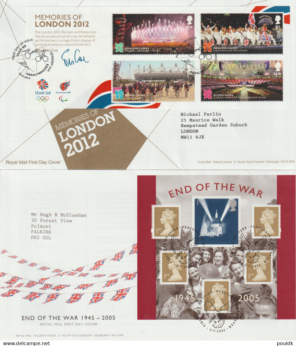 Great Britain: 10 FDC Franked W/souvenir Sheets Or Booklet Panes. Postal Weight Approx 200 Gramms. Please Read Sales - 2001-2010 Decimal Issues