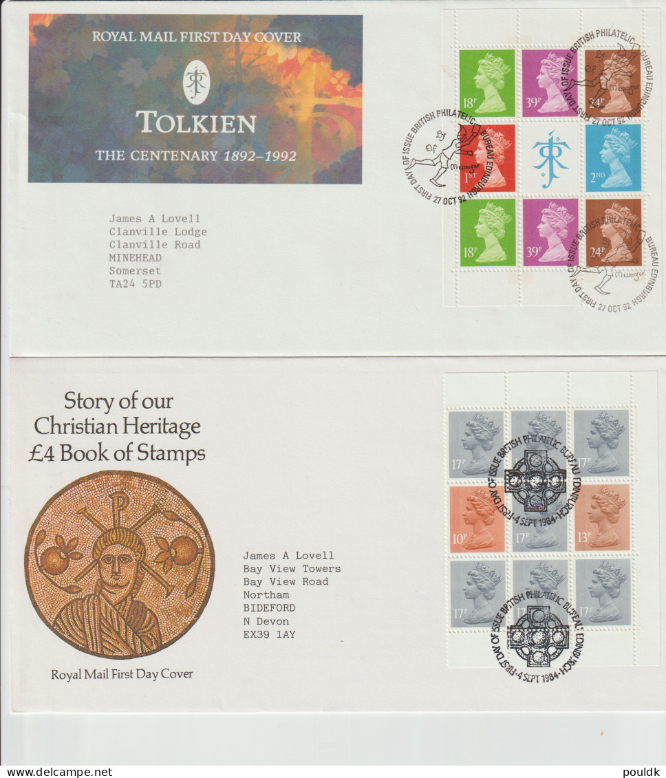 Great Britain: 10 FDC Franked W/souvenir Sheets Or Booklet Panes. Postal Weight Approx 200 Gramms. Please Read Sales - 2001-2010. Decimale Uitgaven