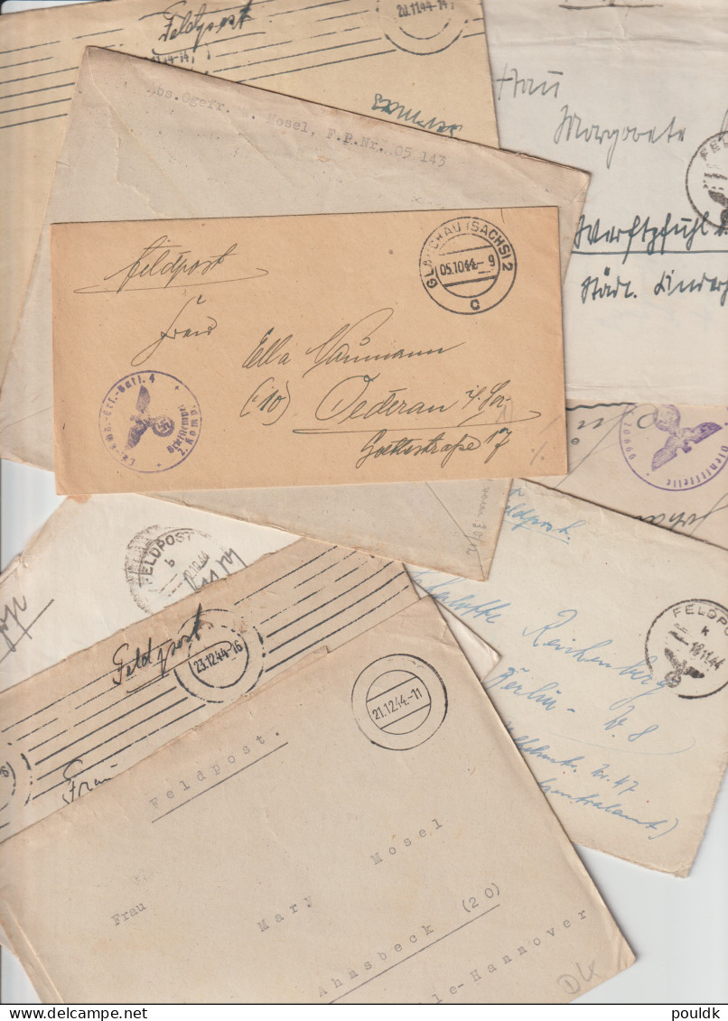 50 German Feldpost Covers From World War 2 From/to Fronts. Many Has Letters. Postal Weight 0,340 Kg. Please Read Sales - Militaria