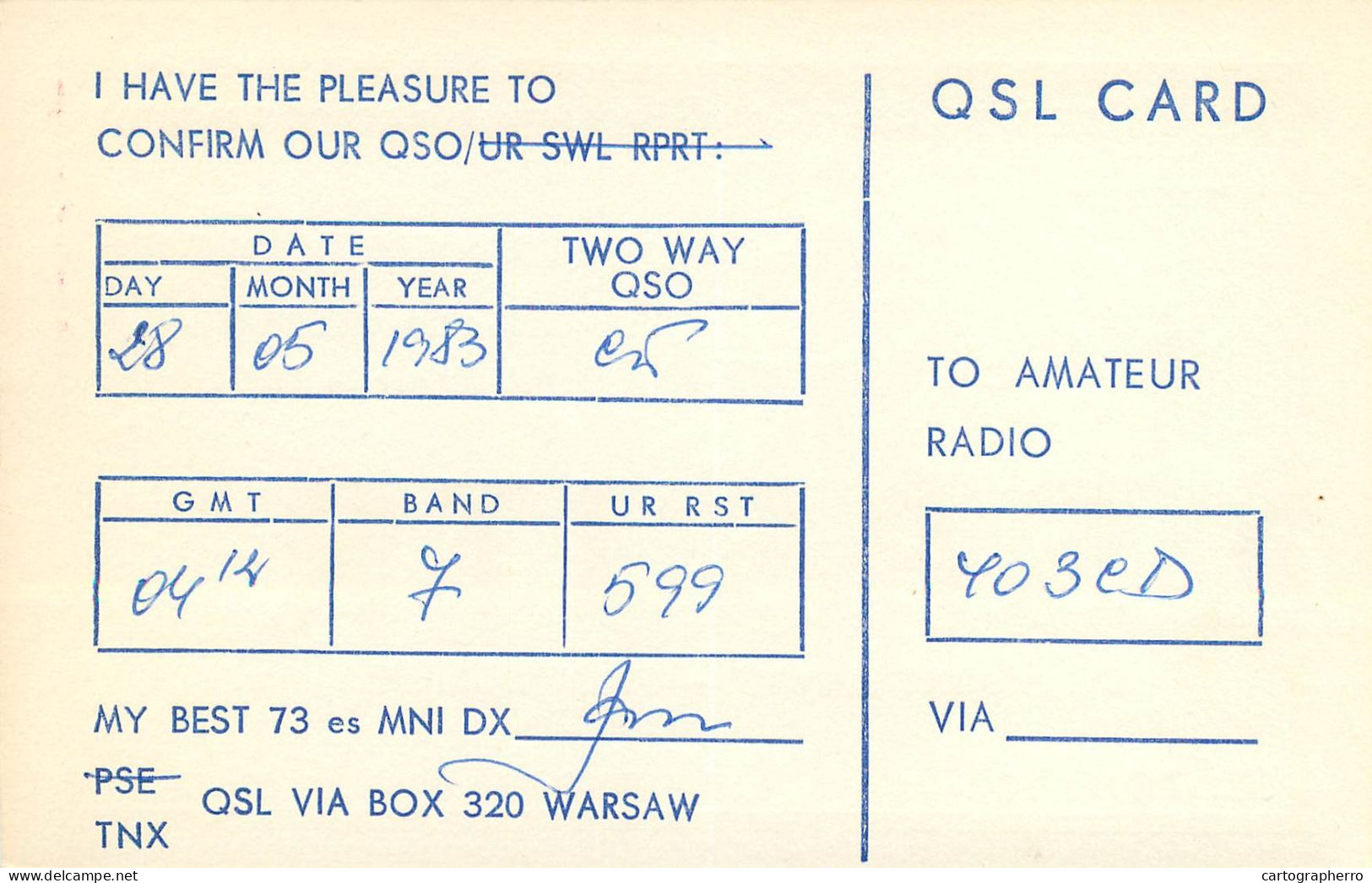 Polish Amateur Radio Station QSL Card Poland Y03CD SP5JTR - Radio Amateur
