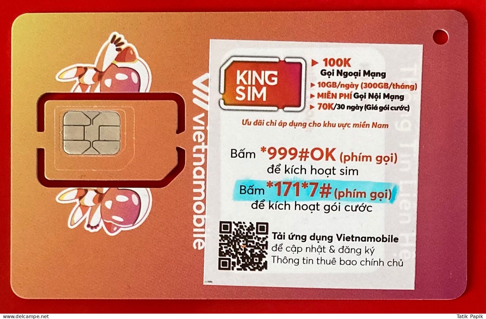 Vietnam GSM SIM Card Vietnam Mobile 2G 3G 4G 5G New Vietnamobile QR Code - Viêt-Nam