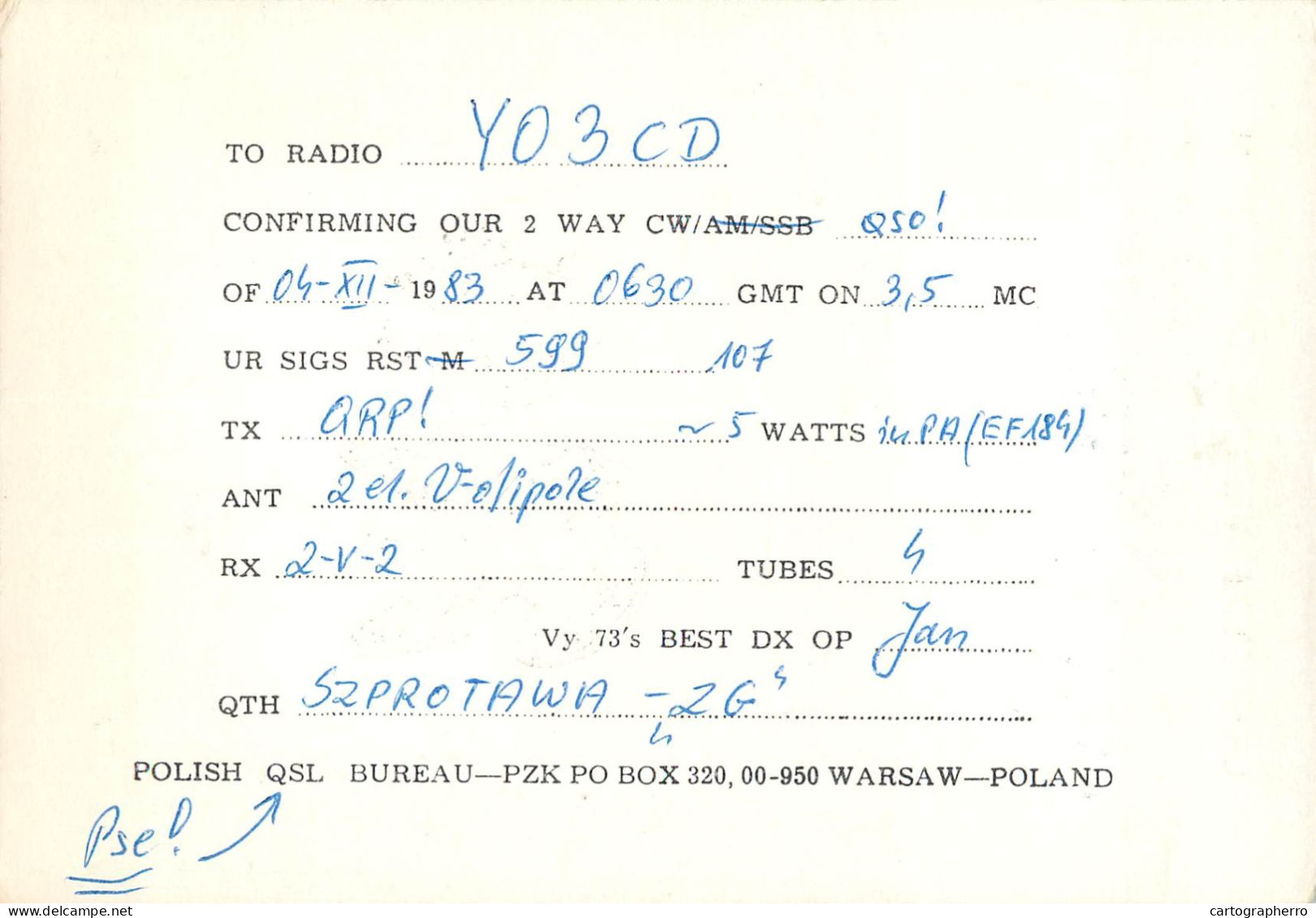 Polish Amateur Radio Station QSL Card Poland Y03CD SP3FDD - Radio Amateur