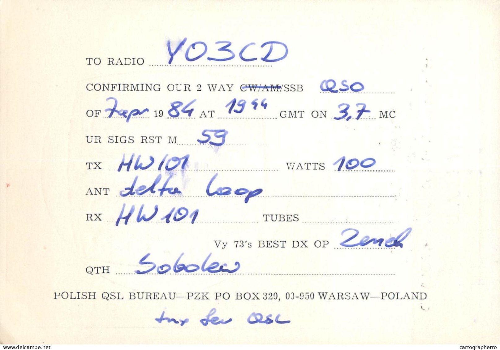 Polish Amateur Radio Station QSL Card Poland Y03CD SP5INQ - Amateurfunk