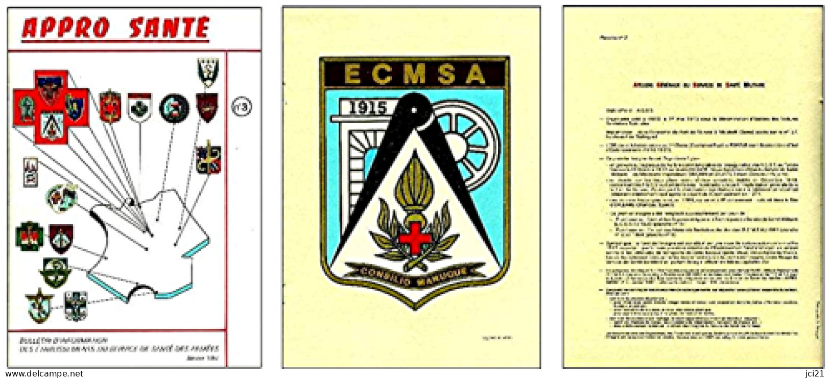 SERVICE DE SANTE DES ARMEES - Planches Insignes Cartonnées - A G S S - E C O A T - E C M S A - E C M S A - (452)_D69 - Servicios Medicos