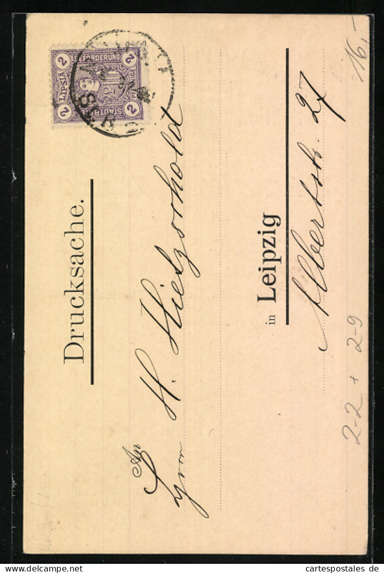 AK Leipzig, Einladung Zur Sitzung Des Int. Philatelisten-Vereins, Private Stadtpost Lipsia  - Briefmarken (Abbildungen)