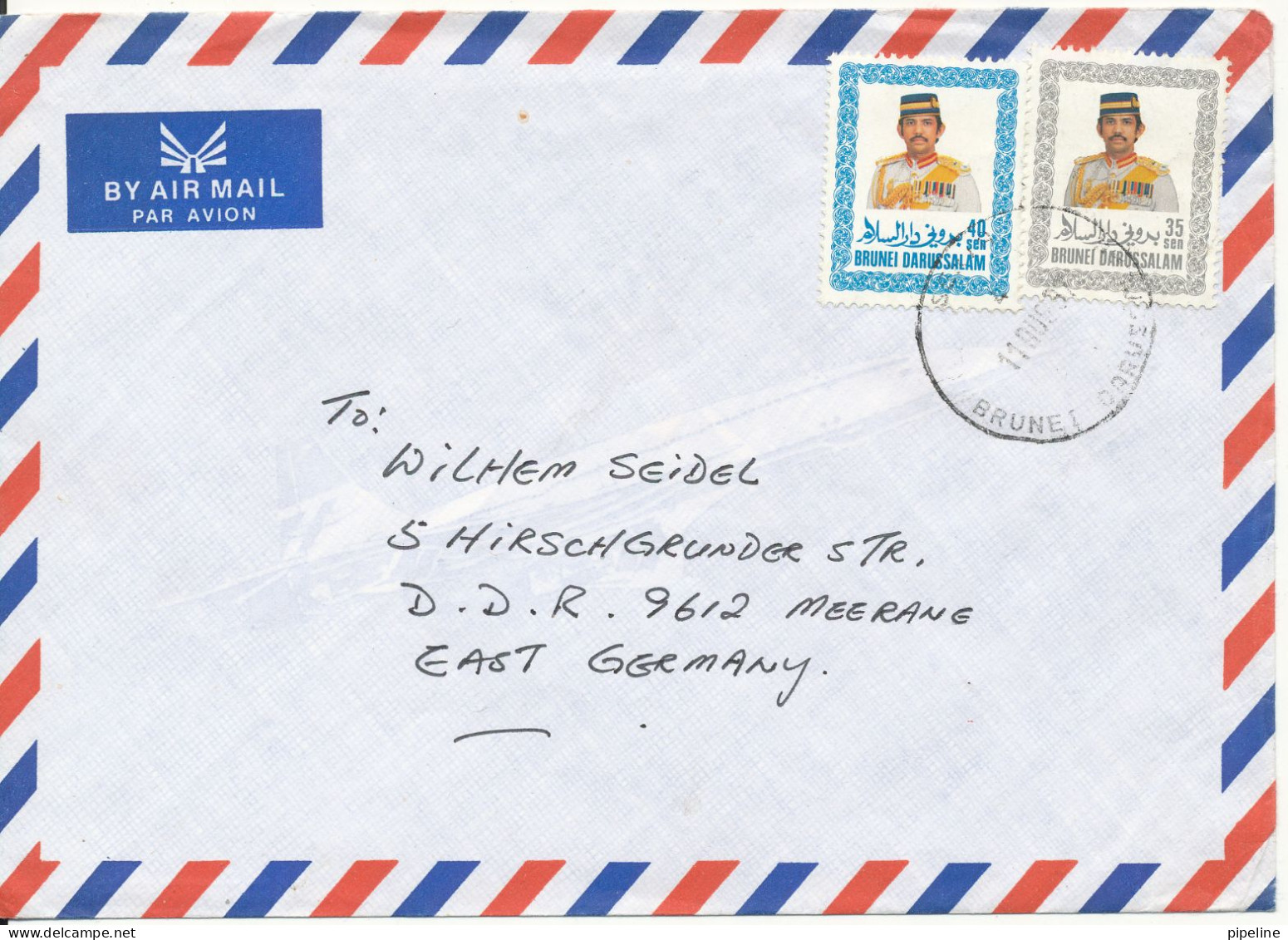 Brunai Air Mail Cover Sent To Germany DDR 1987 ?? - Brunei (1984-...)